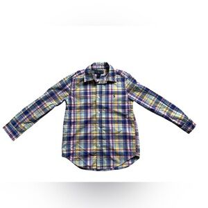 Ralph Lauren Boys Plaid Button Down Shirt Size 7 Cotton Lightweight Preppy